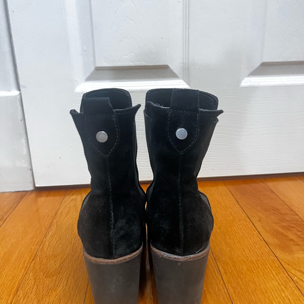 Black and Brown Platform Ankle Boots - Picture 4 of 4